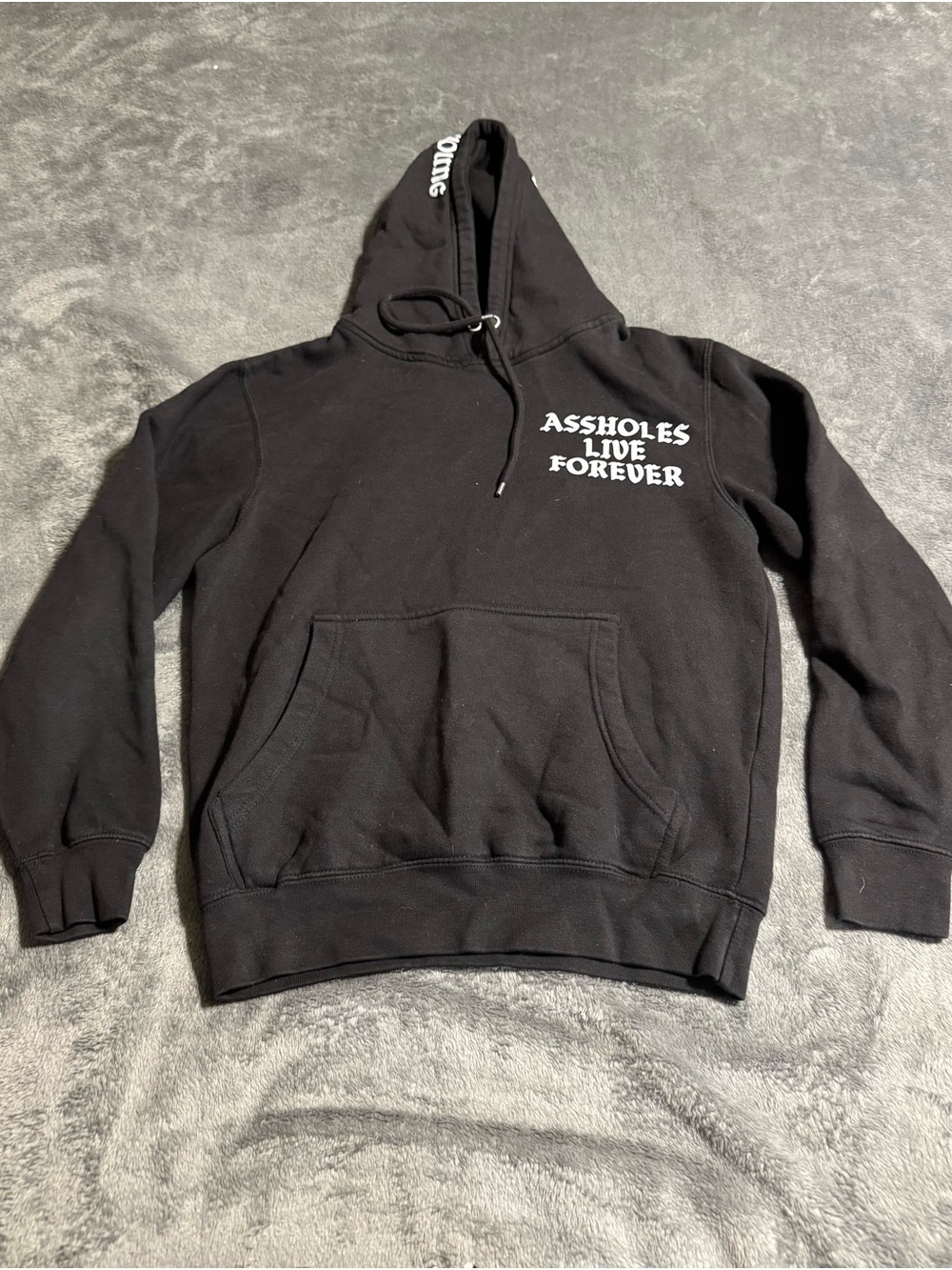 Assholes*s Live Forever Hoodie Sweatshirt Size Small Black Good Die Young Hood